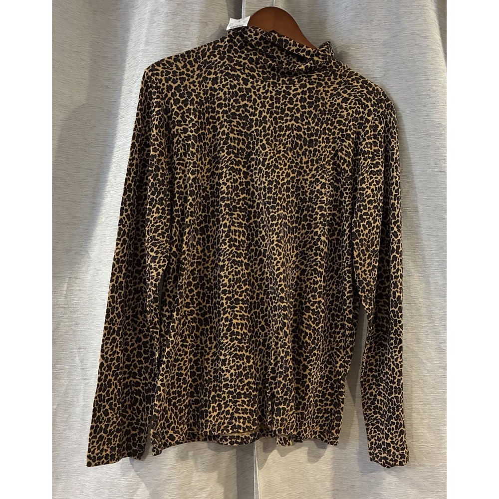 NWT J. Crew Tissue Leopard Turtleneck Long Sleeve Shirt Animal Print Tan Size XL